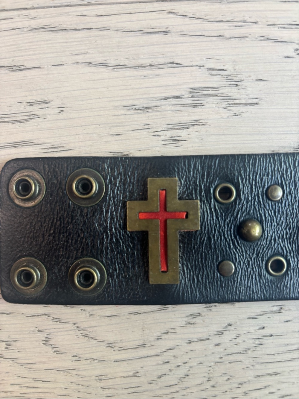 D SQUARED Black Leather Cuff with Studs and Cross Accents. Perfect condition